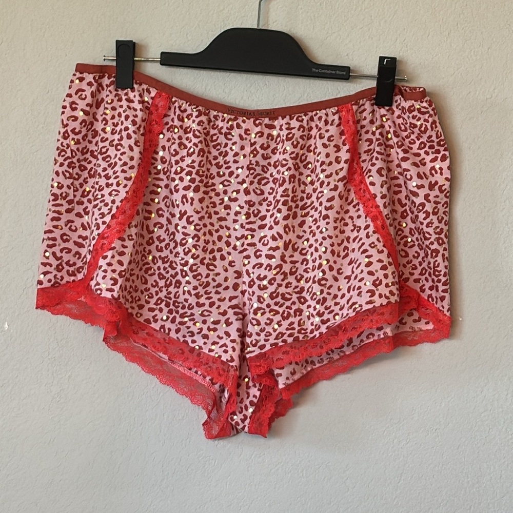 Victoria’s Secret Coquette Leopard Lounge Sleep Shorts XL Pink Lace